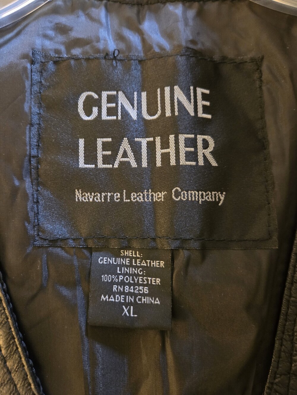 Navarre Leather Co Genuine Black Leather Vest Patchwork Western Biker Size XL - Picture 2 of 3